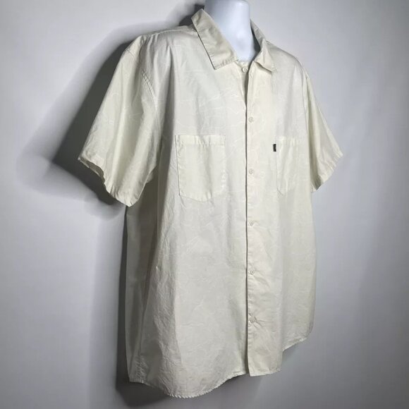 100 Thieves Ivory Cream White Abstract Printed Button Up Shirt - Picture 3 of 8